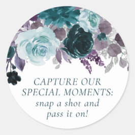 Pegatina Redonda Moody Boho | Cámara Verde azulada y morada desecha