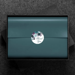 Pegatina Redonda Moody Boho   Floral Verde azulada y turquesa Graci