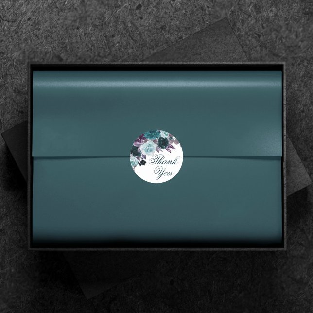 Pegatina Redonda Moody Boho | Floral Verde azulada y turquesa Graci (Subido por el creador)