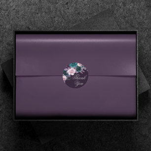 Pegatina Redonda Moody Boho   Oscuro berenjena morado Verde azulado