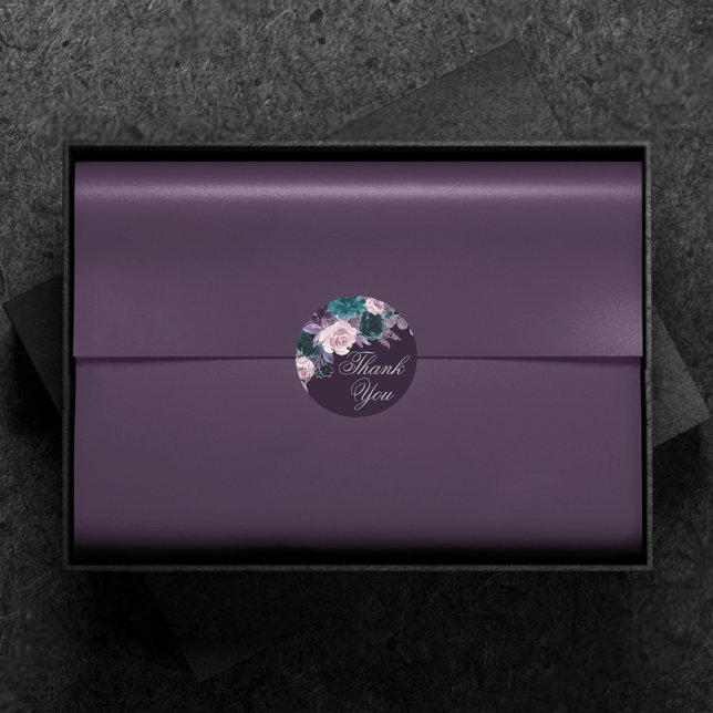 Pegatina Redonda Moody Boho | Oscuro berenjena morado Verde azulado (Subido por el creador)