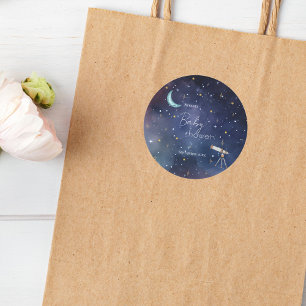Pegatina Redonda Moody Celestial Moon & Stars Baby Shower