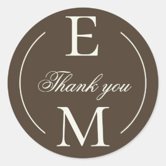 Pegatina Redonda Moody Coffee Monogram Wedding Thank You