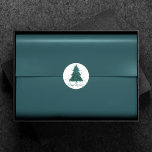 Pegatina Redonda Moody Merry Christmas | Árbol Verde azulado profun<br><div class="desc">¡Es la época del año para decorar y entretener! Moderno, oscuro y monótono árbol de vacaciones abstracto y con letras a mano "Feliz Navidad" con una rica y lujosa paleta. Este elegante diseño festivo cuenta con un llamativo árbol de Navidad brillante con una bandeja de pintura friki realzada con un...</div>