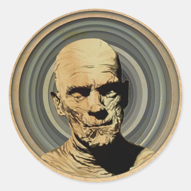 Pegatina Redonda Moody Mummy (Anverso)