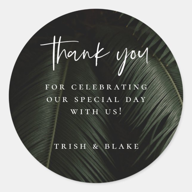 Pegatina Redonda Moody Tropics Gracias (Anverso)