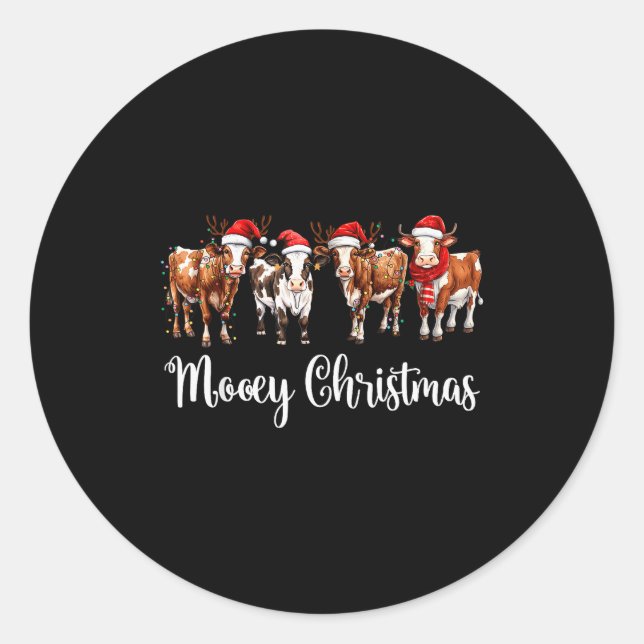 Pegatina Redonda Mooey Christmas Cowgirl Xmas Funny Western Christm (Anverso)