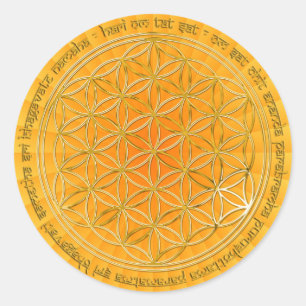 Pegatina Redonda Moola Mantra / Blume Des Lebes / BG radial amarill