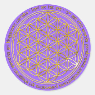 Pegatina Redonda Moola Mantra / Blume Des Lebes / lila BG
