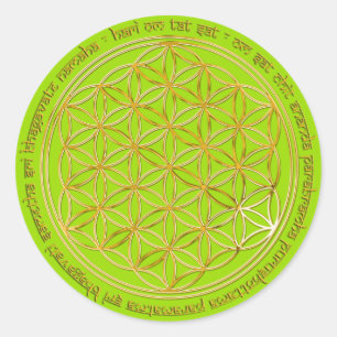 Pegatina Redonda /Moola Mantra, flor de la vida greenlight BG