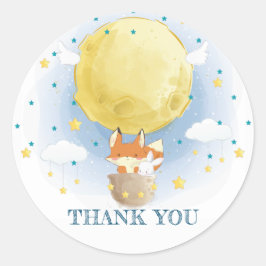 Pegatina Redonda Moon Air Balloon Gracias