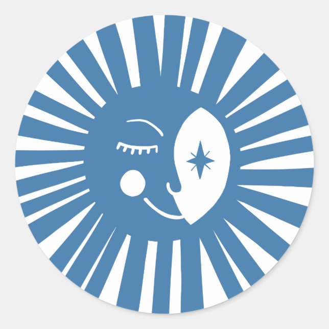 Pegatina Redonda Moon Glow Boho PERSONALIZADO de Baby Shower modern (Anverso)