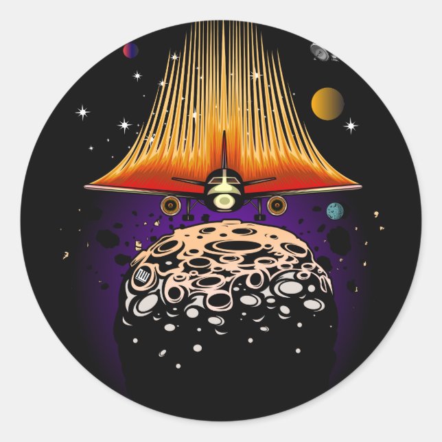 Pegatina Redonda Moon Landing  (Anverso)