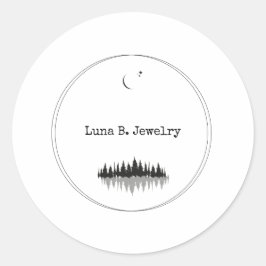 Pegatina Redonda Moon moderna de la Selva Blanca y Negra