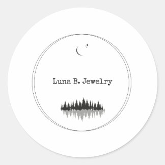 Pegatina Redonda Moon moderna de la Selva Blanca y Negra