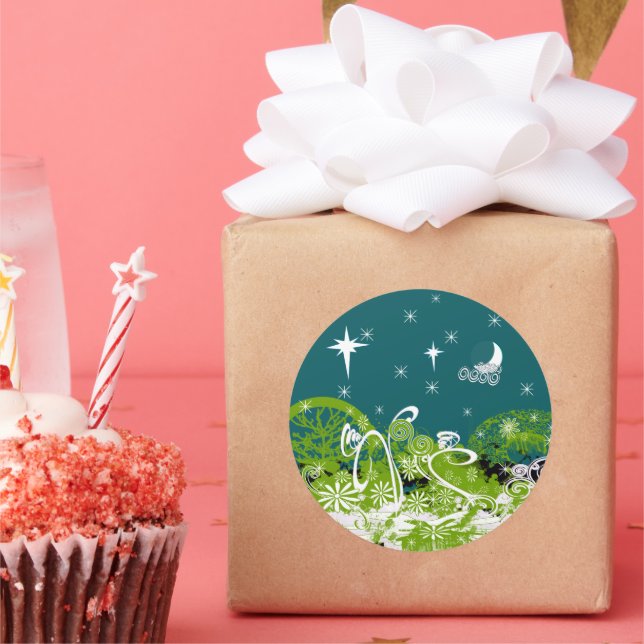 Pegatina Redonda Moon Stars Swirl Paint Splat (Fiesta)