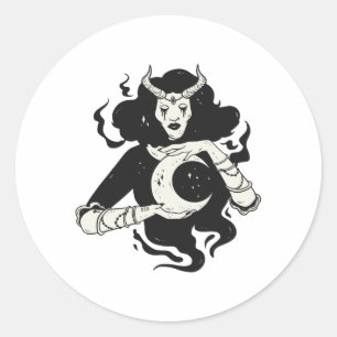 Pegatina Redonda Moon Witch