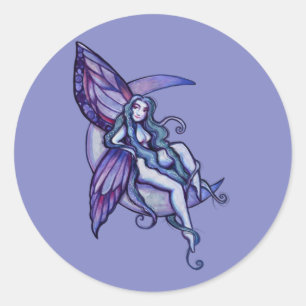 Pegatina Redonda MoonChild Fairy Moon Child Faerie Art Fae