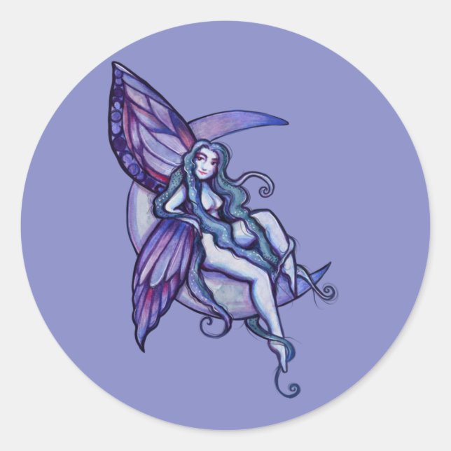 Pegatina Redonda MoonChild Fairy Moon Child Faerie Art Fae (Anverso)