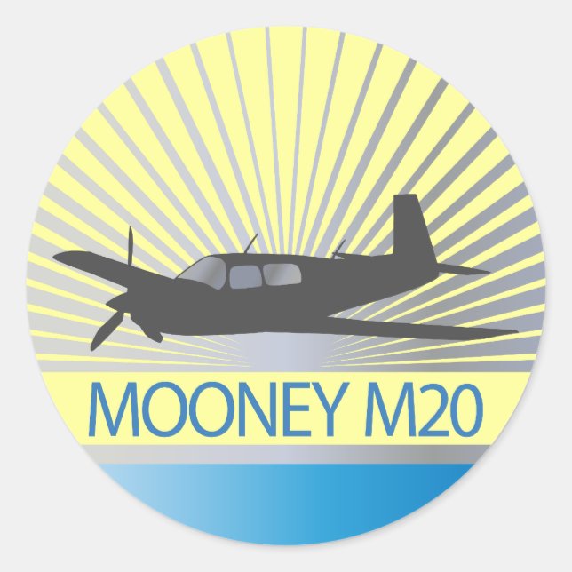 Pegatina Redonda Mooney M20 Aviation (Anverso)