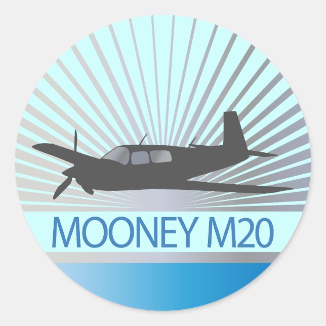 Pegatina Redonda Mooney M20 Aviation (Anverso)