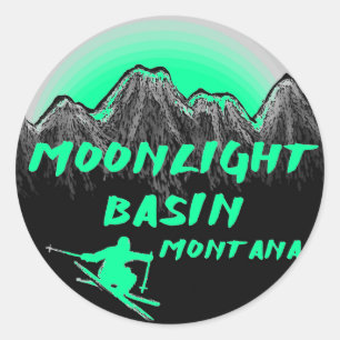 Pegatina Redonda Moonlight Basin Montana ski
