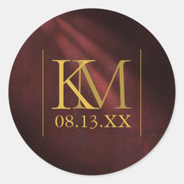 Pegatina Redonda Moonlight Romance Boda Burgundy ID881