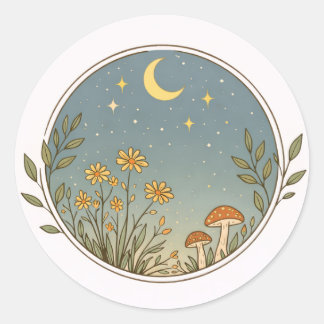 Pegatina Redonda Moonlit Garden Circle Design