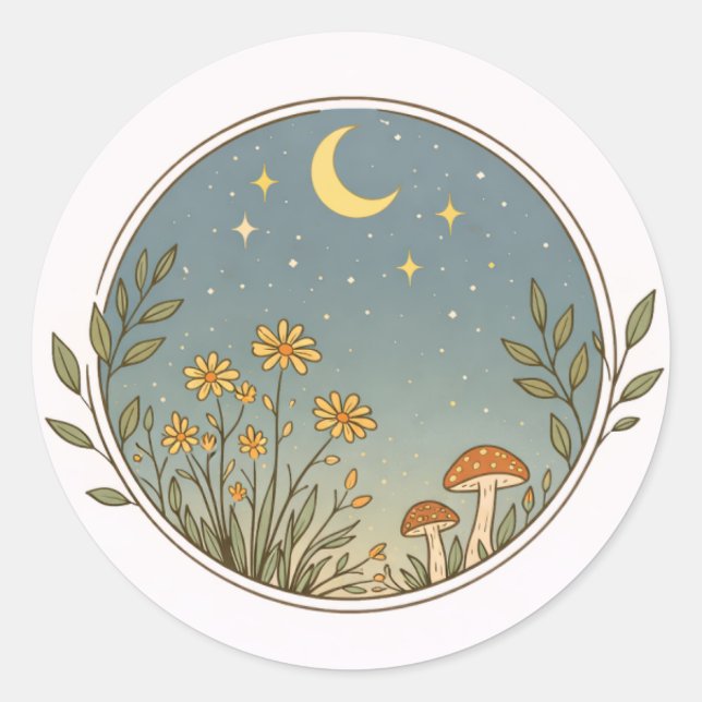 Pegatina Redonda Moonlit Garden Circle Design  (Anverso)