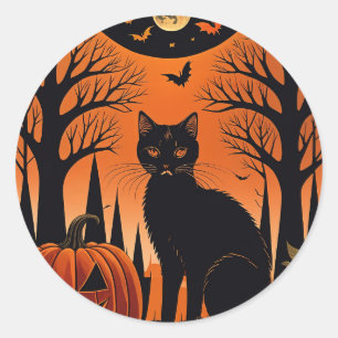 Pegatina Redonda Moonlit Meow