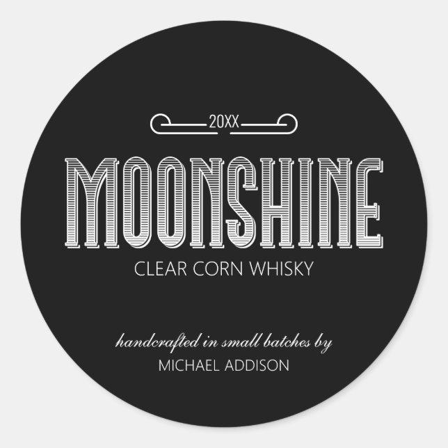 Pegatina Redonda Moonshine (Anverso)