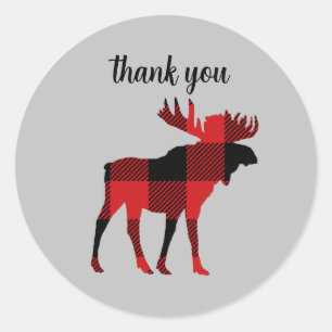 Pegatina Redonda Moose Buffalo Check Gracias