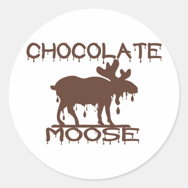 Pegatina Redonda Moose de chocolate (Anverso)