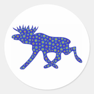 Pegatina Redonda Moose floral