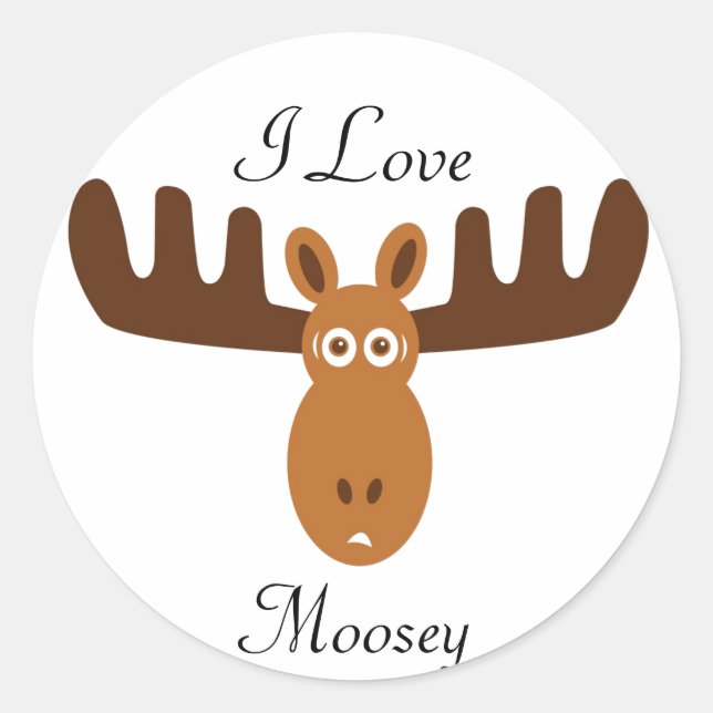 Pegatina Redonda Moose Head_I Love Moosey (Anverso)