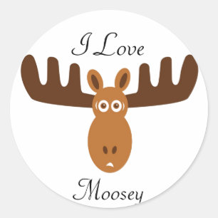 Pegatina Redonda Moose Head_I Love Moosey