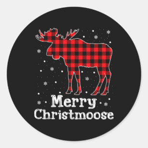 Pegatina Redonda Moose Navidades de Búfalo Merry Christmoose