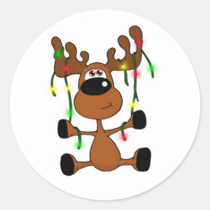 Pegatina Redonda Moose, Navidades torcidos