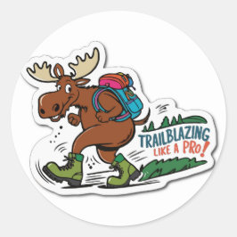 Pegatina Redonda Moose on Loose - Trailblazing Adventure Meme