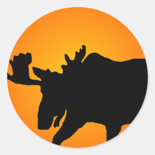 Pegatina Redonda Moose Silhouette