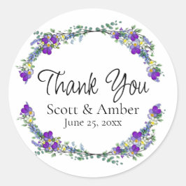 Pegatina Redonda Morada acuática violeta Lavanda Eucalyptus