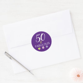 Pegatina Redonda Morado 50 y Divertida Fun Daisy