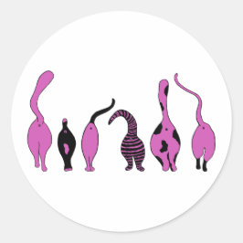 Pegatina Redonda Morado de gatos