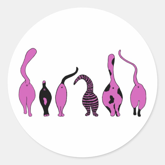 Pegatina Redonda Morado de gatos (Anverso)