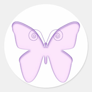 Pegatina Redonda morado de mariposa