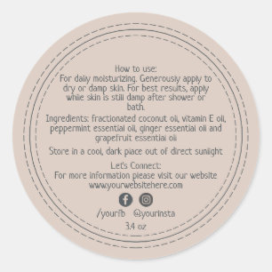 Pegatina Redonda Morado del ingrediente de producto de belleza empr