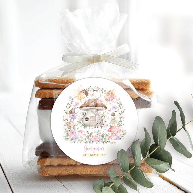 Pegatina Redonda Morado Pink Fairy Floral Garden Chica Cumpleaños (Subido por el creador)