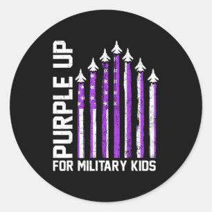 Pegatina Redonda Morado por niños militares toddler mujeres niños
