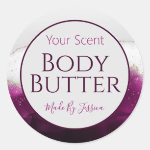 Pegatina Redonda Morado Y Oro Crudo De La Crema De Mantequilla De M