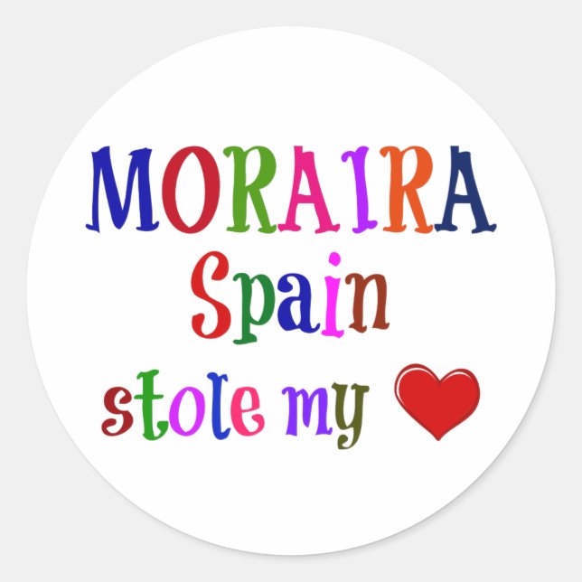 Pegatina Redonda Moraira España me robó el corazón (Anverso)